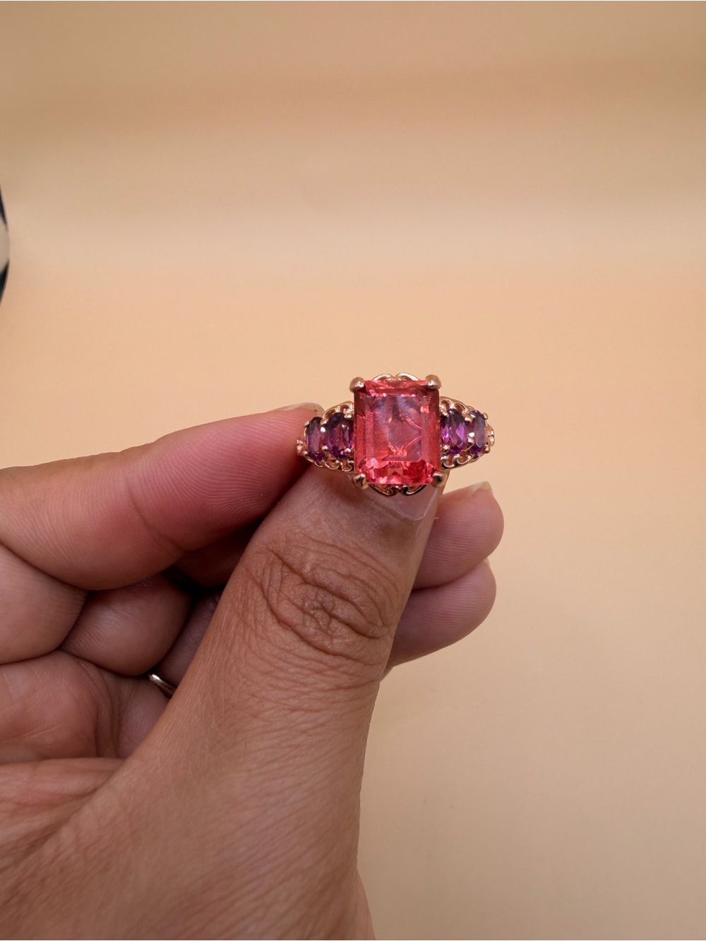 925 Sterling Silver Topaz & Rhodolite Garnet Ring size 10.25.
